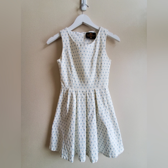 Moon River white dress with tiffany blue polka dots XS - Picture 2 of 6